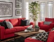 Гостиная с красным диваном Дизайн комнаты с красным диваном